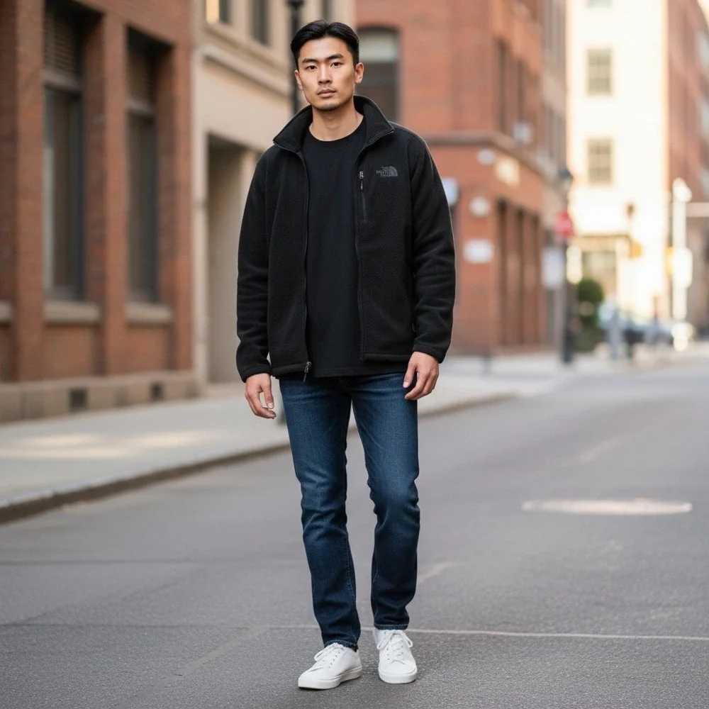 The North Face Mens Fleece Full‎ Zip Jacket Black L G